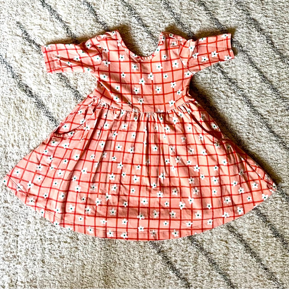 Hanna Andersson orange checkered skater dress with pockets